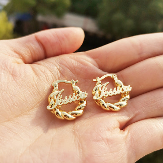 Personalized Name Necklace and Earrings With Birthstone